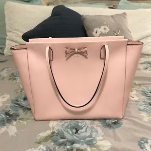 Kate spade light pink XL tote bag leather bow